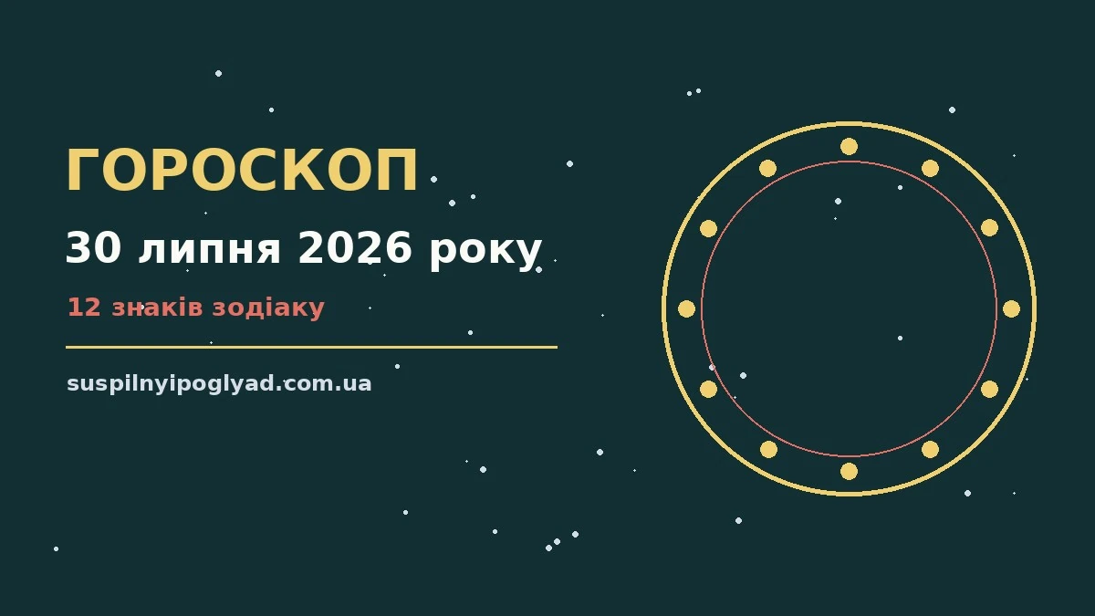 Гороскоп на 30 липня 2026 року: справи й почуття цього дня про події, зустрічі та вибір