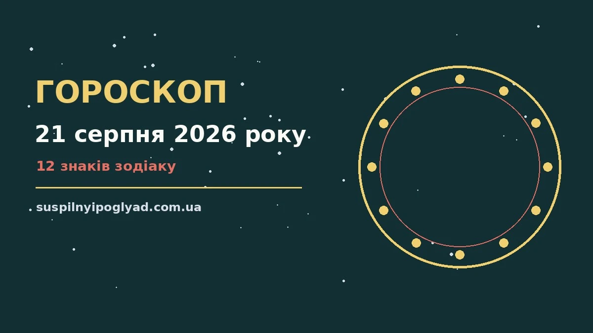 Гороскоп на 21 серпня 2026 року: справи й почуття цього дня про події, зустрічі та вибір