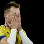 Збірна України з волейболу під час матчу 1/8 фіналу чемпіонату Європи-2026 проти Румунії у Софії